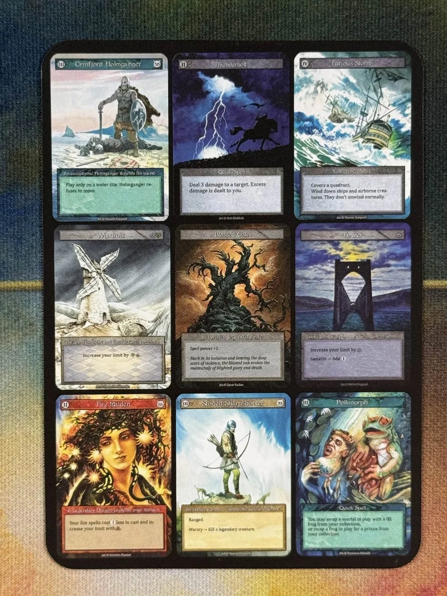The Alpha 9-Piece Collage Curio card — three of nine panels are Pompetti commissions