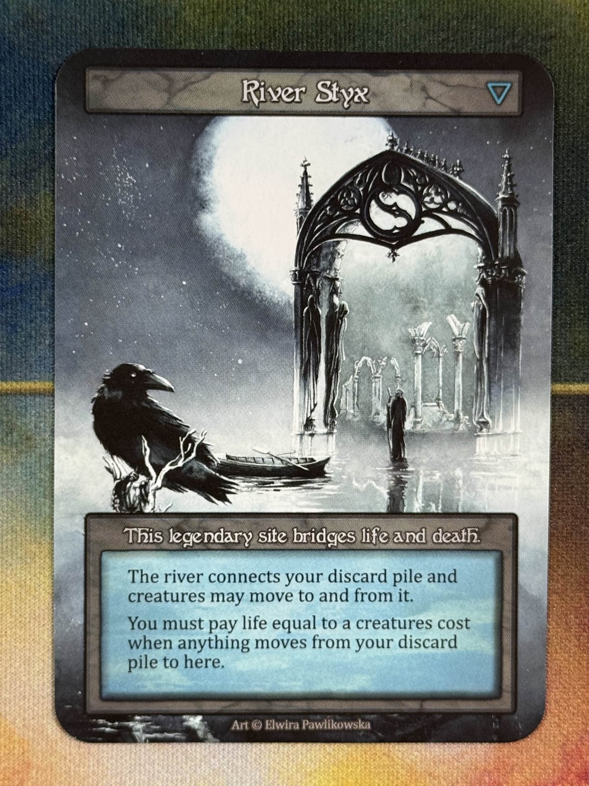 River Styx Curio card by Elwira Pawlikowska, marked with the abandoned Legendary rarity tier