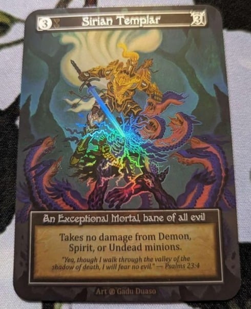Sirian Templar Beta Curio with Alpha artwork and Spellbook back