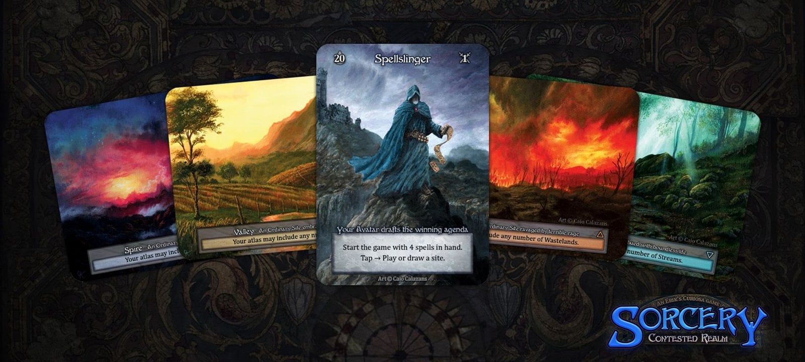 The Draft Kit's Spellslinger Avatar and the four basic Sites