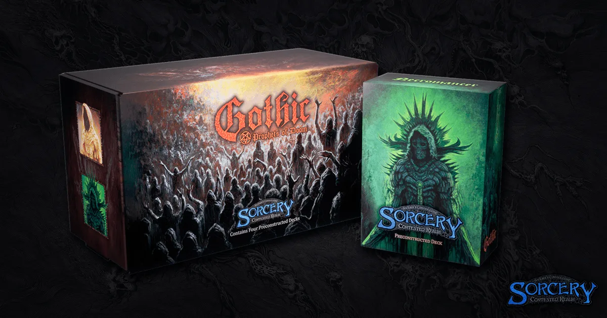 The Gothic Prophets of Doom preconstructed deck display box and the Necromancer precon