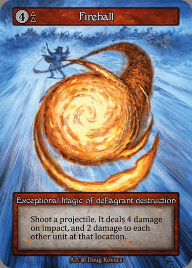 Fireball — Beta card scan, a 4-mana Exceptional Magic with double Fire threshold
