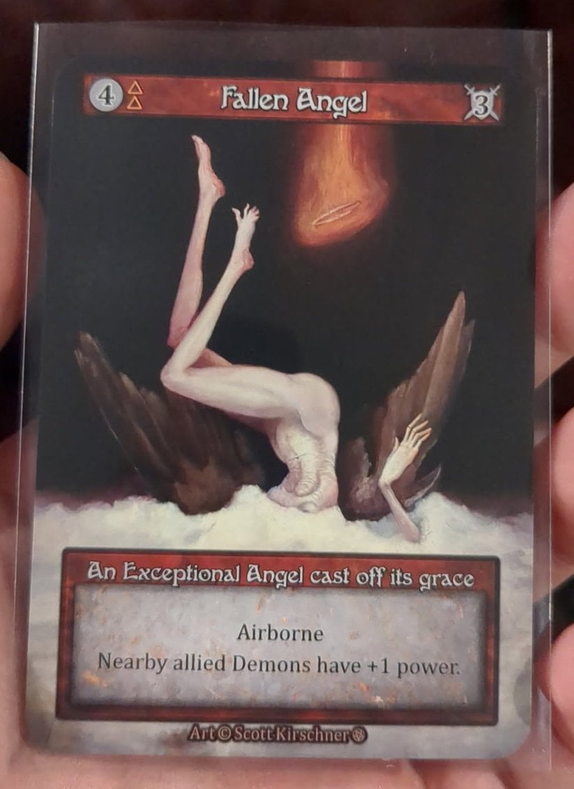 Fallen Angel — Scott Kirschner's hand-painted Gothic Curio, an angel mid-fall with its halo detaching