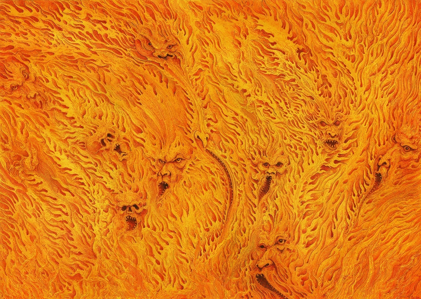 *River of Flame* — hand-painted card artwork from the Sorcery: Contested Realm Beta set