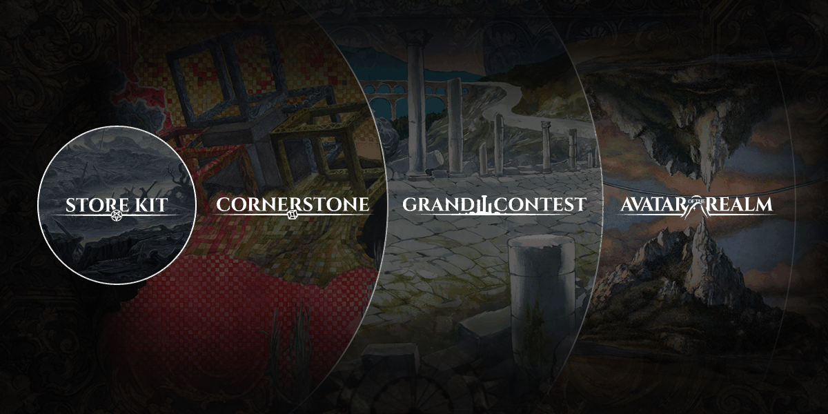 The four levels of Sorcery Organized Play 2026 — Store Kit, Cornerstone, Grand Contest, Avatar of the Realm