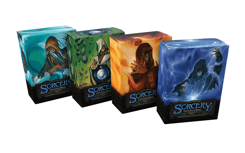 The four Beta Elemental preconstructed decks — Earth, Fire, Air, and Water